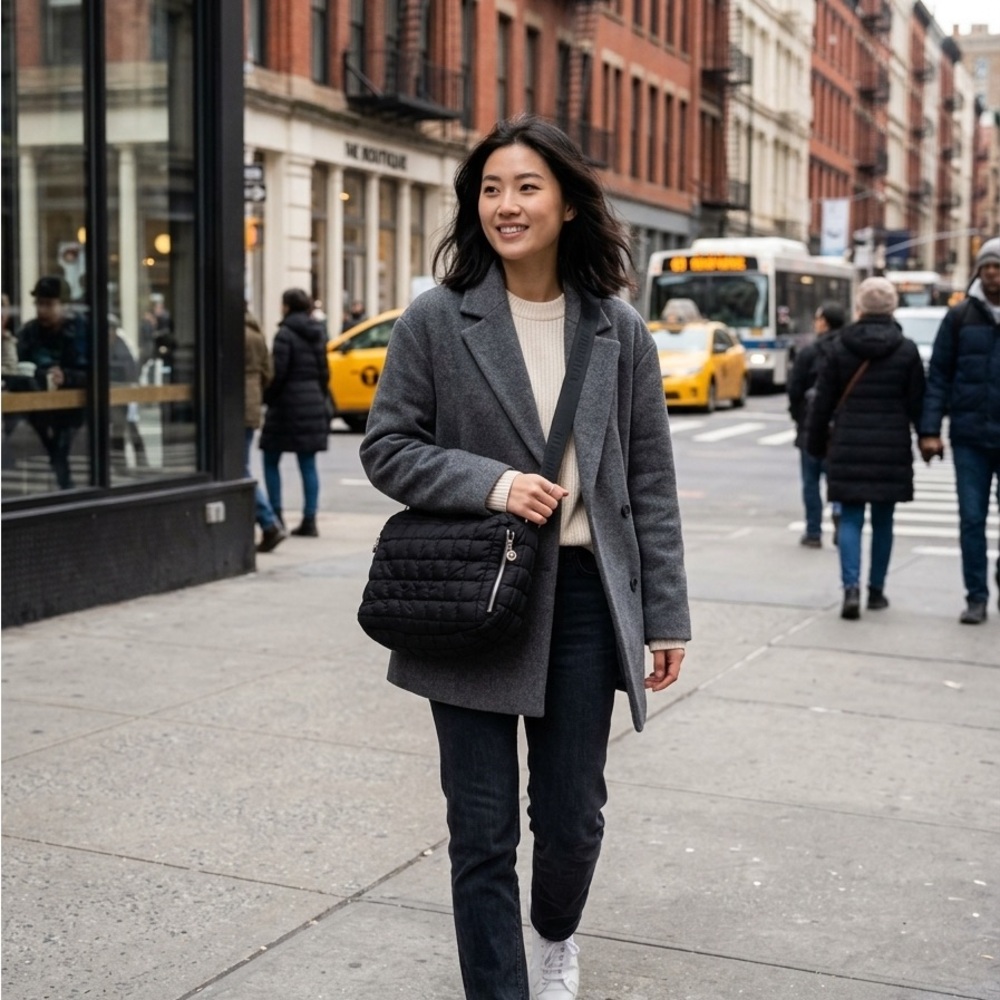 Black Quilted Crossbody Bag